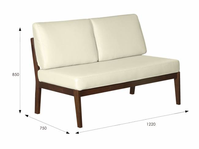 Диван-скамья Массив мягкая экокожа крем, каркас орех