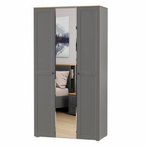 Шкаф для одежды 3-х дверный с зеркалом Остин 13.336.03 цвет серый графит/дуб крафт золотой Шкаф для одежды 3-х дверный с зеркалом Остин 13.336.03 цвет серый графит/дуб крафт золотой