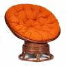 Кресло-качалка PAPASAN/ПАПАСАН w 23/01 B /с подушкой/ 115х78х104 см, Pecan (орех), ткань Оранжевый, С 23
