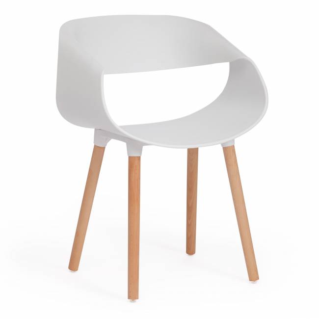 Стул QXX (mod. C1058-1) пластик/дерево, 60 х 53 х 81 см, White (Белый) 70029/ натуральный (Комплект из 4 шт.) белый