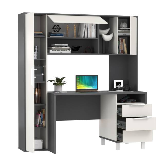 Стол рабочий Комфорт 12.95N цвет тёмно-серый/белый премиум