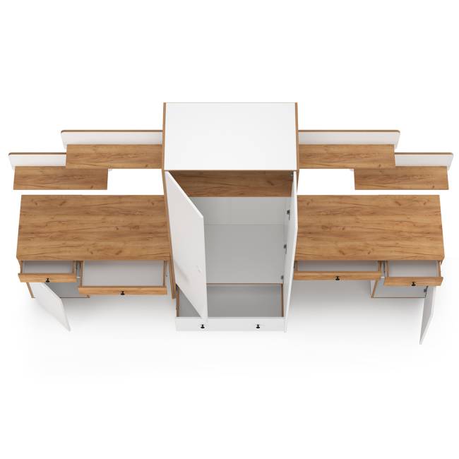 Мебель в детскую Вуди компоновка № 27 цвет белый премиум/дуб крафт золотой