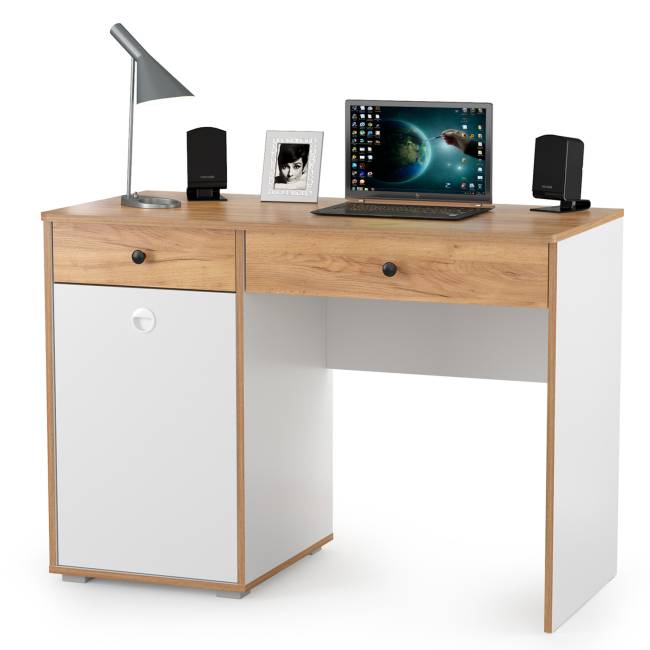 Мебель в детскую Вуди компоновка № 27 цвет белый премиум/дуб крафт золотой