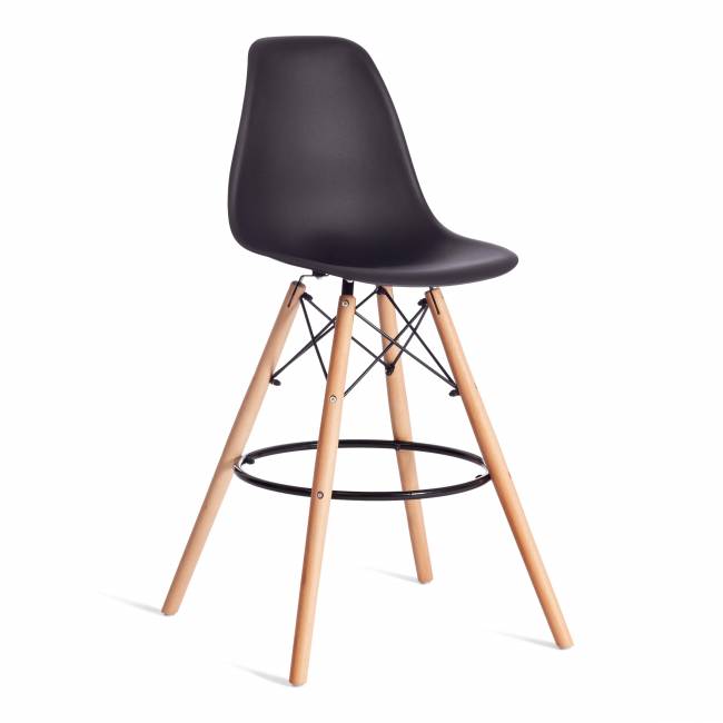 Стул барный Cindy Bar Chair (mod. 80-1) / 1 шт. в упаковке дерево бук/металл/пластик, 50 х 51 х 109 см, Black (Черный) 3010/ натуральный Black (Черный) 3010/ натуральный дерево бук/металл/пластик