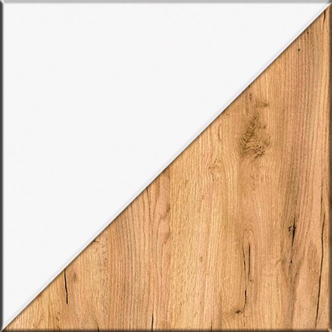 Большой комод две дверки четыре ящика с вешалкой с полкой и два шкаф-пенала Остин цвет белый шагрень/дуб крафт золотой