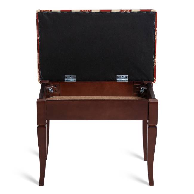 Банкетка Ретро М с ящиком средне-коричневый, ткань полоса бордо