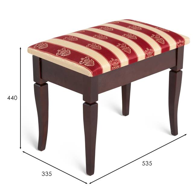 Банкетка Ретро М с ящиком средне-коричневый, ткань полоса бордо