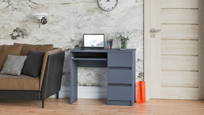 Стол компьютерный три ящика Мори МС-6 правый цвет графит