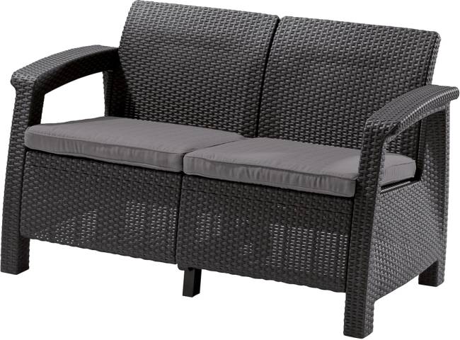 Диван пластиковый Корфу (Corfu love seat) графит