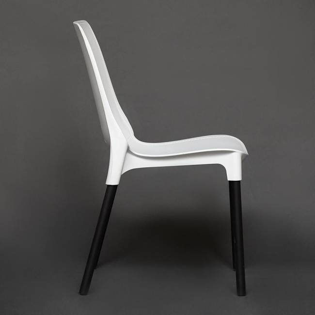 Стул Джениус/Genius (мод. 75) пластик/металл, 46x56x84cм, белый/опоры черные (Комплект из 4 шт.) белый металл/пластик