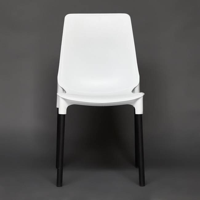 Стул Джениус/Genius (мод. 75) пластик/металл, 46x56x84cм, белый/опоры черные (Комплект из 4 шт.) белый металл/пластик