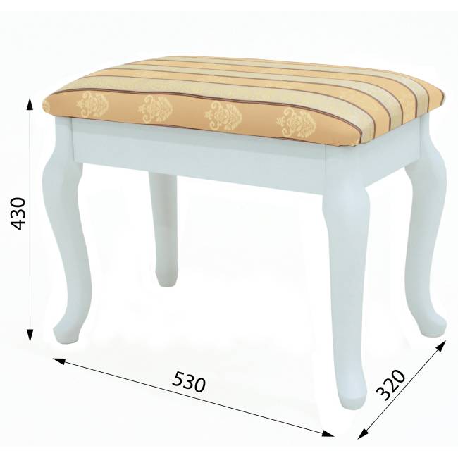 Банкетка Ретро с ящиком белый, ткань полоса бежевый