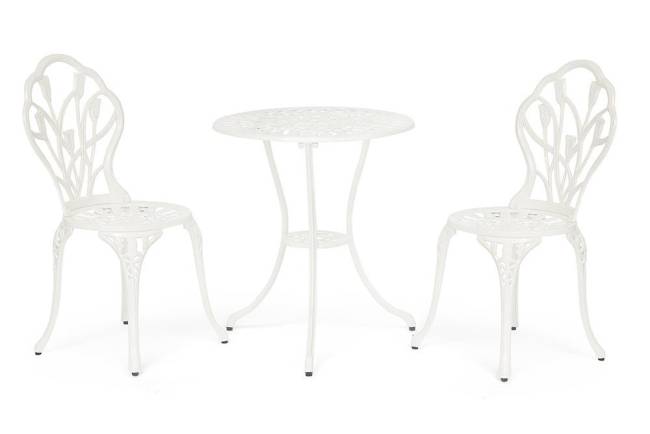 Комплект Secret de Maison Waltz of Flowers/Вальс Цветов (стол+2 стула) алюминиевый сплав, D60/H67, 52х40х89см, античный белый butter white алюминиевый сплав