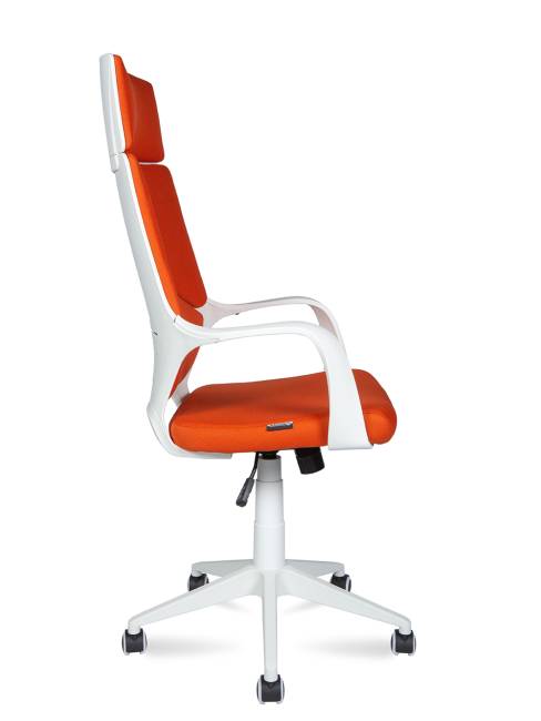 Кресло офисное / Айкью / IQ / белый пластик / оранжевая ткань