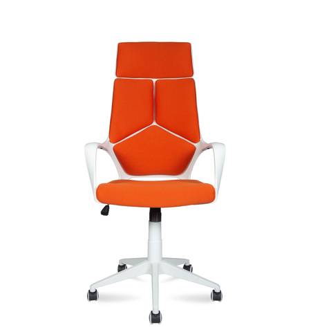 Кресло офисное / Айкью / IQ / белый пластик / оранжевая ткань