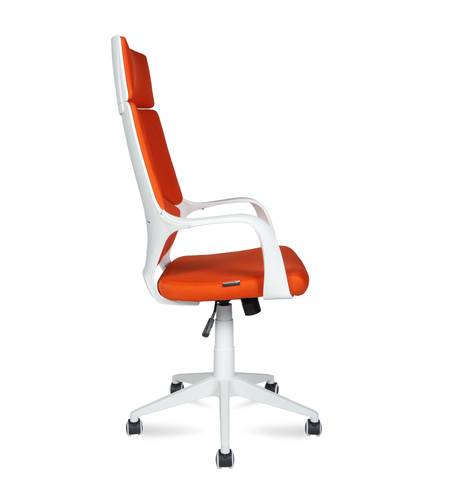 Кресло офисное / Айкью / IQ / белый пластик / оранжевая ткань