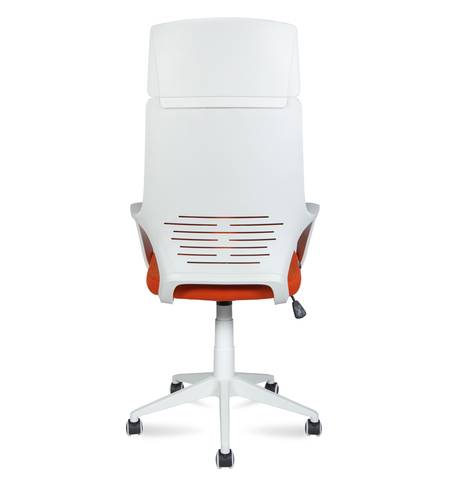 Кресло офисное / Айкью / IQ / белый пластик / оранжевая ткань