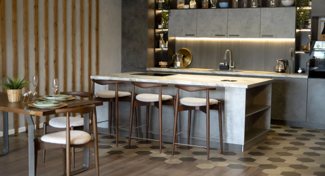 Стул Noble полубарный, массив бука - серый - бук коричневый