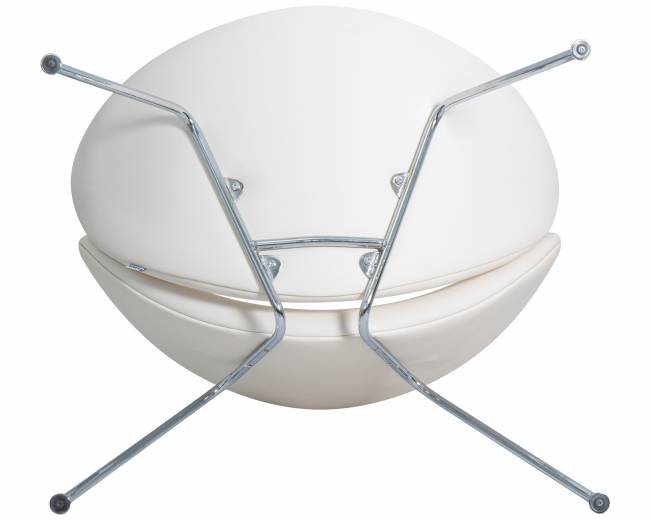 Кресло дизайнерское DOBRIN EMILY, белый винил YP17, хромированная сталь