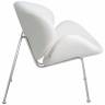 Кресло дизайнерское DOBRIN EMILY, белый винил YP17, хромированная сталь