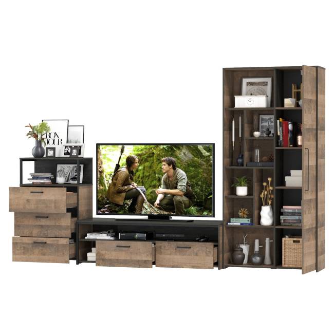 Стенка для гостиной Трувор № 80 цвет дуб гранж песочный/интра Стенка для гостиной Трувор № 80 цвет дуб гранж песочный/интра