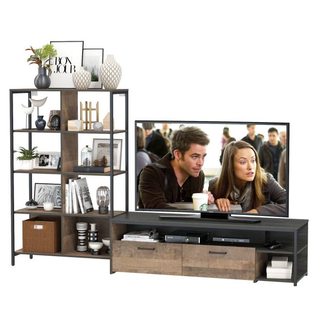 TV-тумба со стеллажом Трувор 13.151.02 цвет дуб гранж песочный/интра