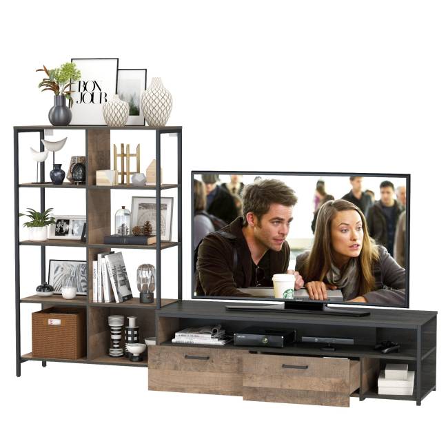 TV-тумба со стеллажом Трувор 13.151.02 цвет дуб гранж песочный/интра