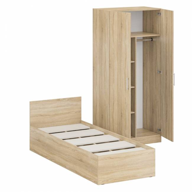 Кровать односпальная 800 со шкафом для одежды 2-х створчатым Стандарт цвет дуб сонома