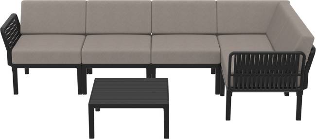 Комплект пластиковой мебели Portofino Lounge Corner черный, светло-коричневый