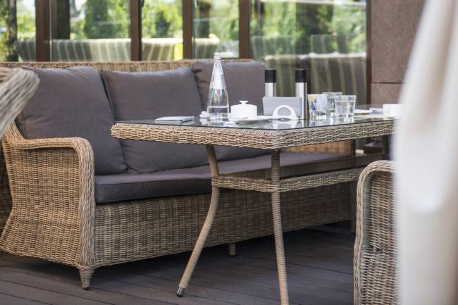 "Гляссе" диван трехместный из искусственного ротанга, цвет соломенный "Гляссе" диван трехместный из искусственного ротанга, цвет соломенный