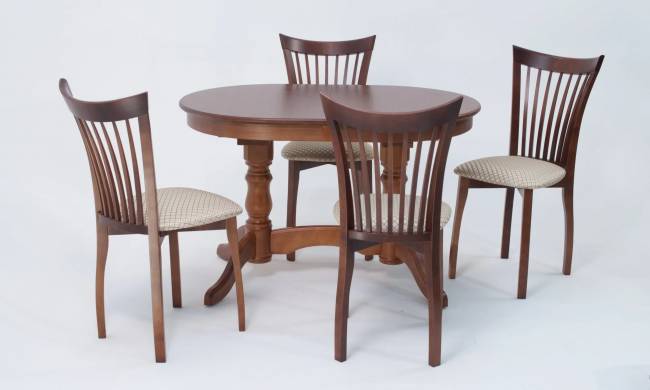 Обеденная группа стол Бизе со стульями Миранда,орех, ромб бежевый Обеденная группа стол Бизе со стульями Миранда,орех, ромб бежевый