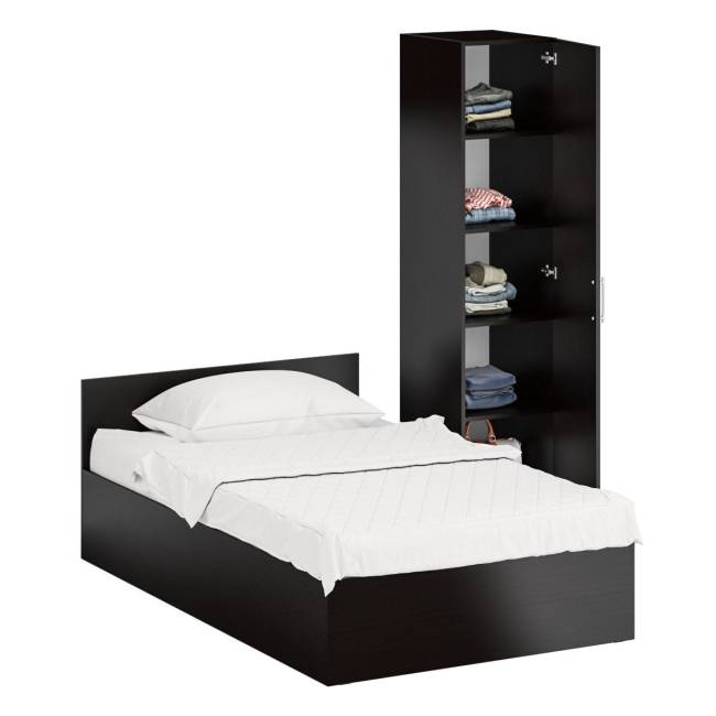 Кровать односпальная 1200 с пеналом Стандарт цвет венге