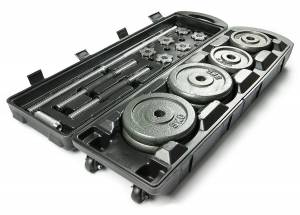 Набор гантели и штанга "ATLAS SPORT", 50кг в чемодане (металл краш)