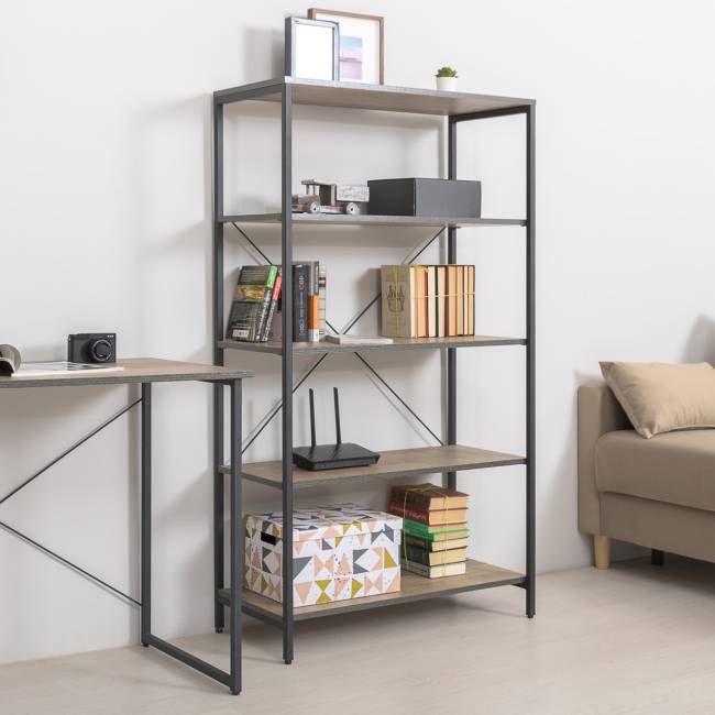 Два открытых стеллажа с полками и ТВ-тумба Трувор цвет дуб гранж песочный/интра