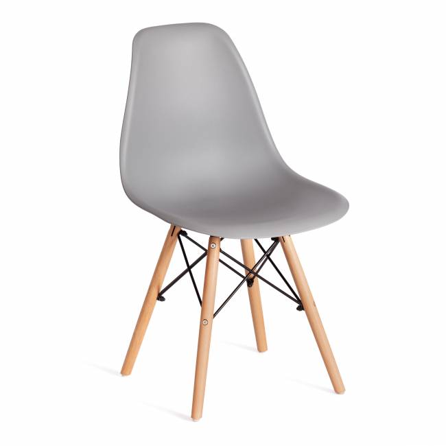Стул CINDY (EAMES) (mod. 1801) дерево бук/металл/сиденье пластик, 45x51x82 см, Light grey (светло-серый) (Комплект из 4 шт.) светло-серый