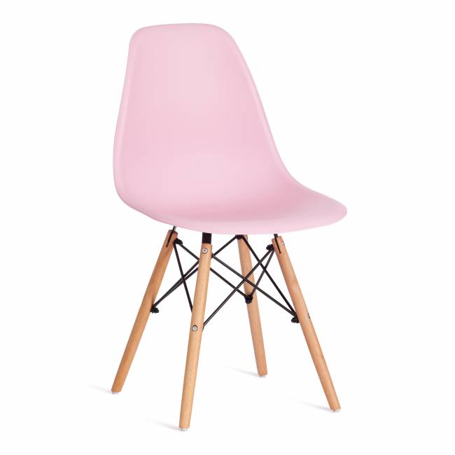 Стул CINDY (EAMES) (mod. 001) дерево бук/металл/сиденье пластик, 51x46x82.5см, светло-розовый/light pink  (Комплект из 4 шт.)