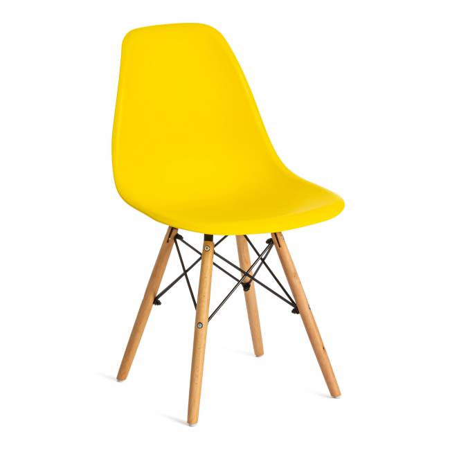 Стул CINDY (EAMES) (mod. 001) дерево бук/металл/сиденье пластик, 51x46x82см, желтый/yellow (Комплект из 4 шт.)