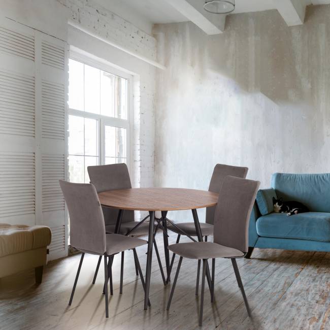 Стул обеденный La Rousse флок , серый/черный, 29, 49х50х93 серый флок Стул обеденный La Rousse флок , серый/черный, 29, 49х50х93 серый флок