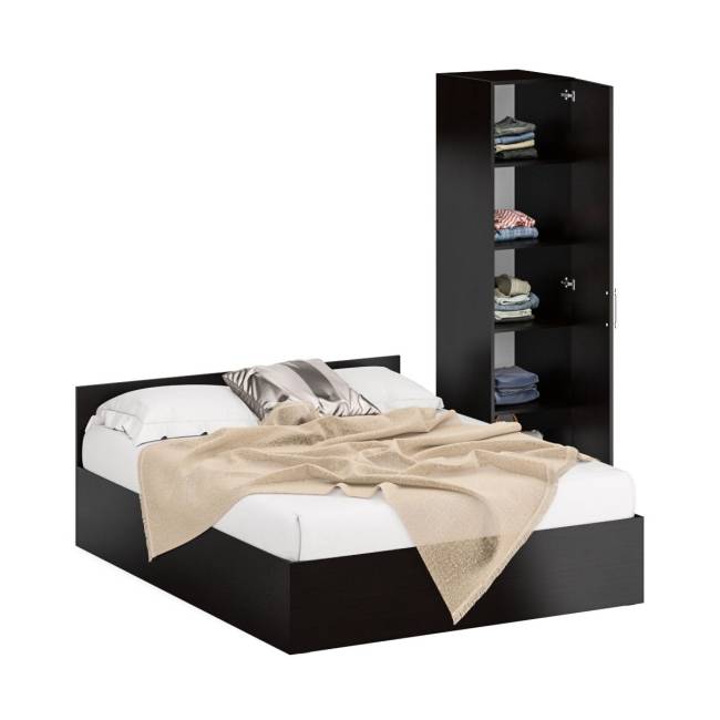 Кровать двуспальная 1600 с пеналом Стандарт цвет венге