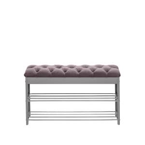 Банкетка Leset "Грейс" Серый ясень V19 коричнево-красный, каретная стяжка