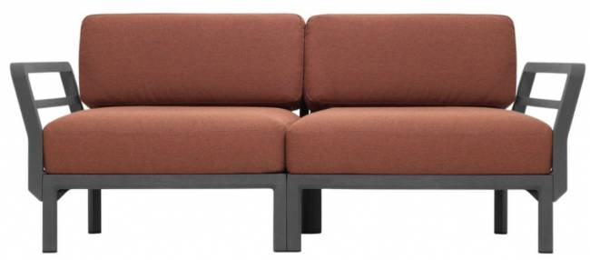 Диван пластиковый с подушками Maximo 2 базальт, корица 1860х940х790 мм